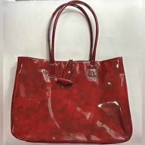 Elizabeth Arden Burgandy Tote 16" W x 11.5" H x 5" D Snap Top Closure Pre Owned